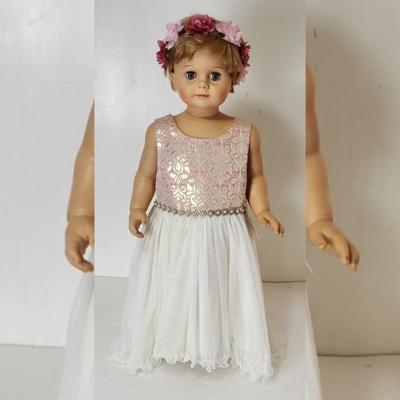 AMERICAN PRINCESS FLORAL CORKSCREW-TULLE PARTY DRESS TODDLER GIRLS 5T ROSEGOLD - Picture 9 of 10